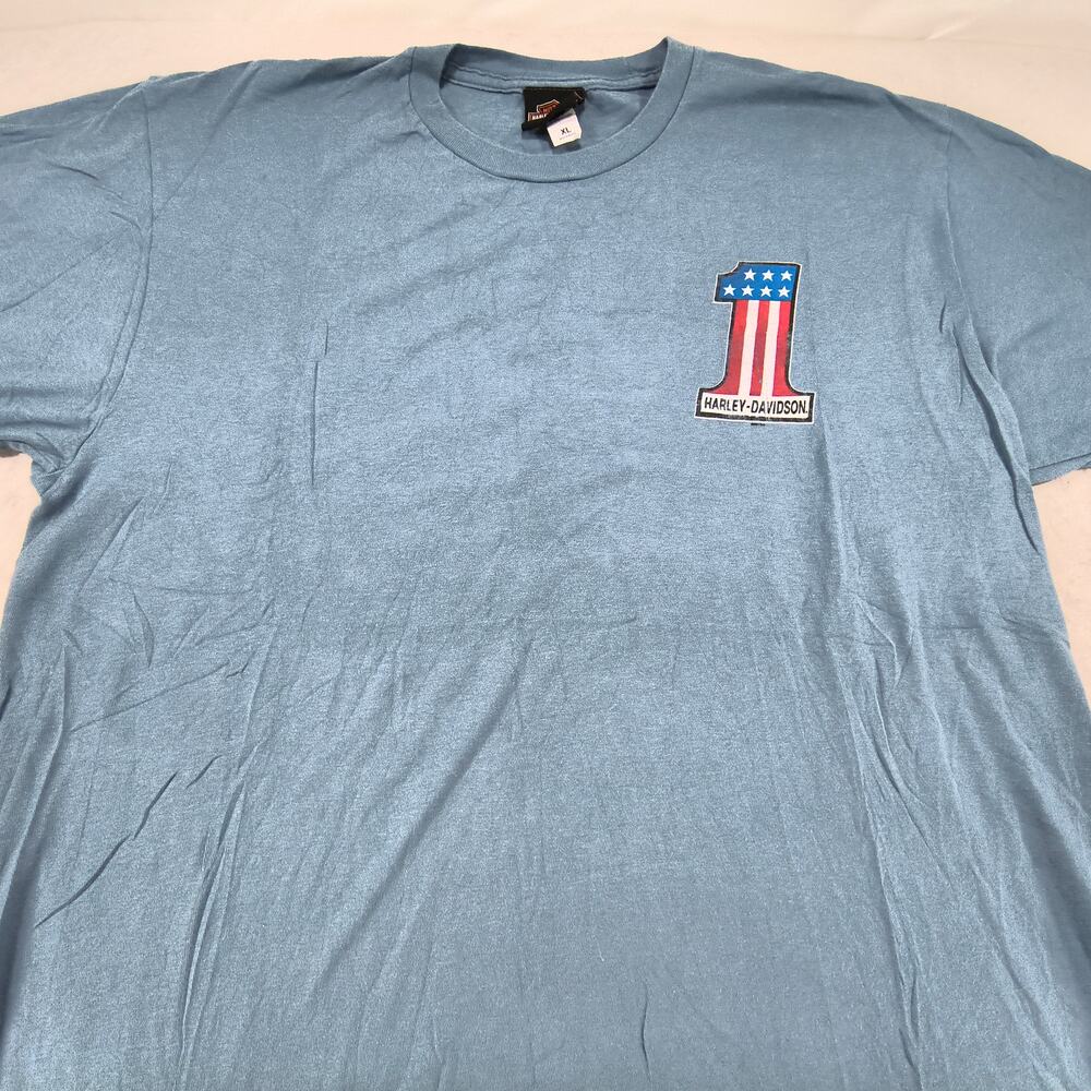 Harley Davidson Crew Neck Short Sleeve Shirt Mens Size Extra Large XL Blue